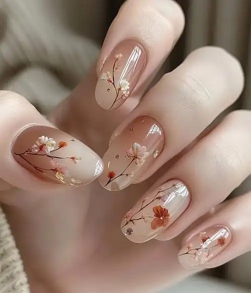 灵感满满的橙花指甲