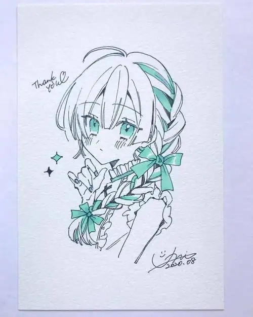 马克笔手绘洛丽塔漫画少女手绘线稿