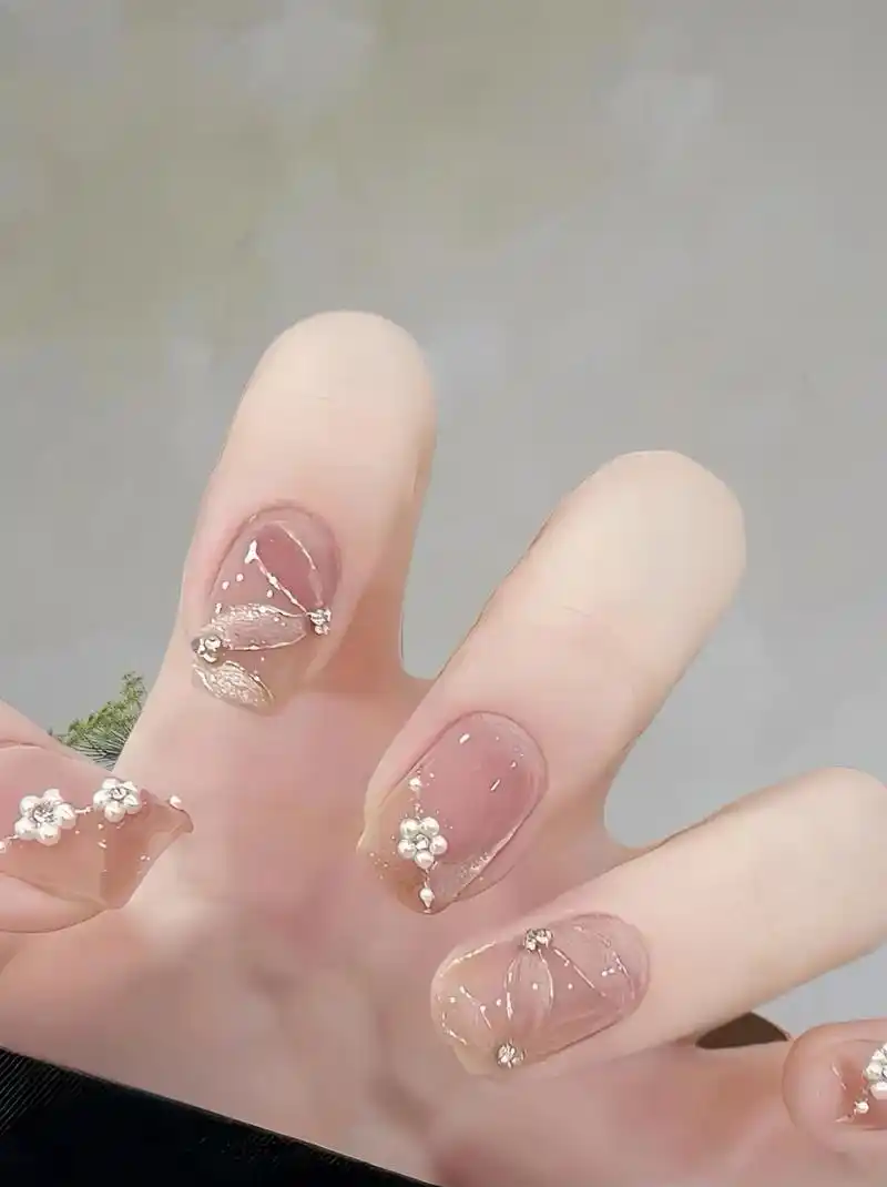 仙气满满96纯欲飘带气质美甲look高级显手白短款穿戴甲.