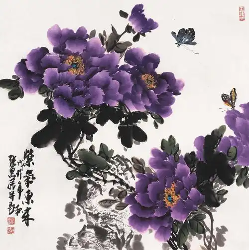 0207紫气东来镜心设色纸本