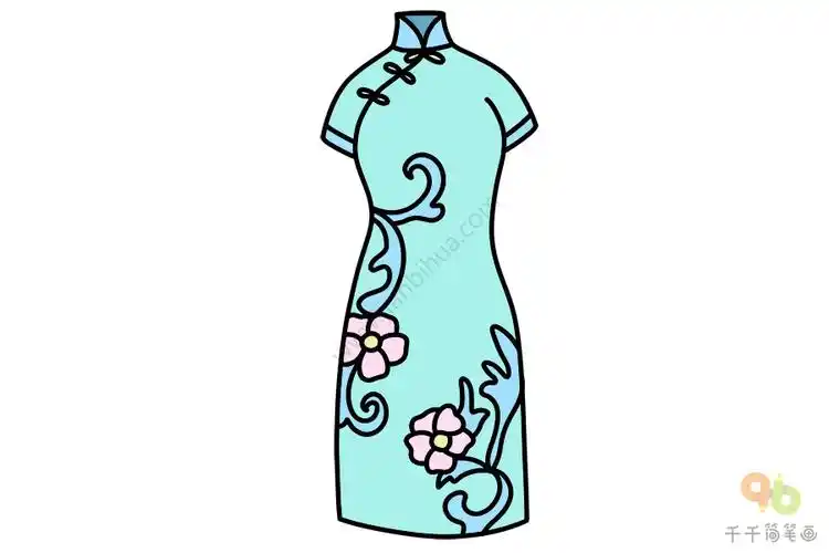 刺绣旗袍简笔画