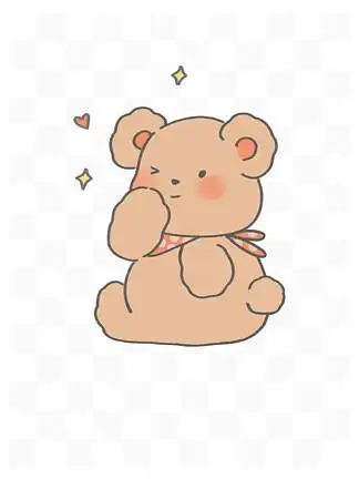 手绘卡通可爱动物扭头 i>眨 /i> i>眼 /i>微笑的小熊插画