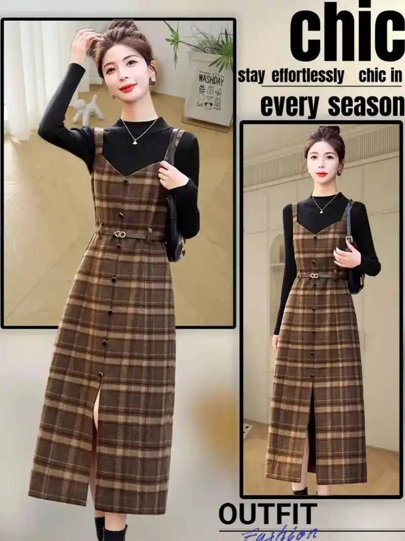 ootd·冬季复古时髦两件套.姐妹们,一眼就爱了的两件套装裙 - 抖音