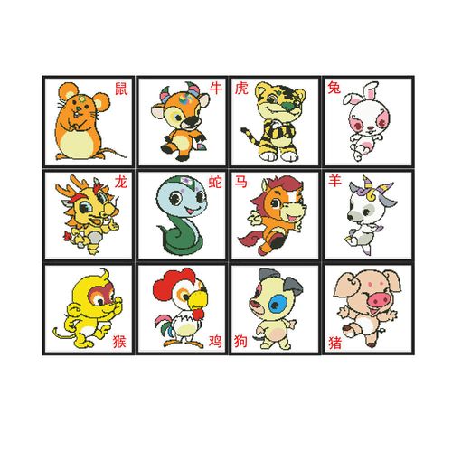 新款2021十二生肖十字绣卡通动物手工自己绣客厅书房简单绣初学者