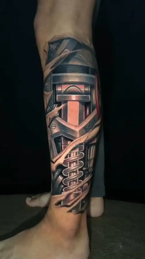 机械腿纹身