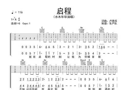 启程(二声部精编版) 【怀旧经典】吉他谱(图片谱,精编版,弹唱,间奏