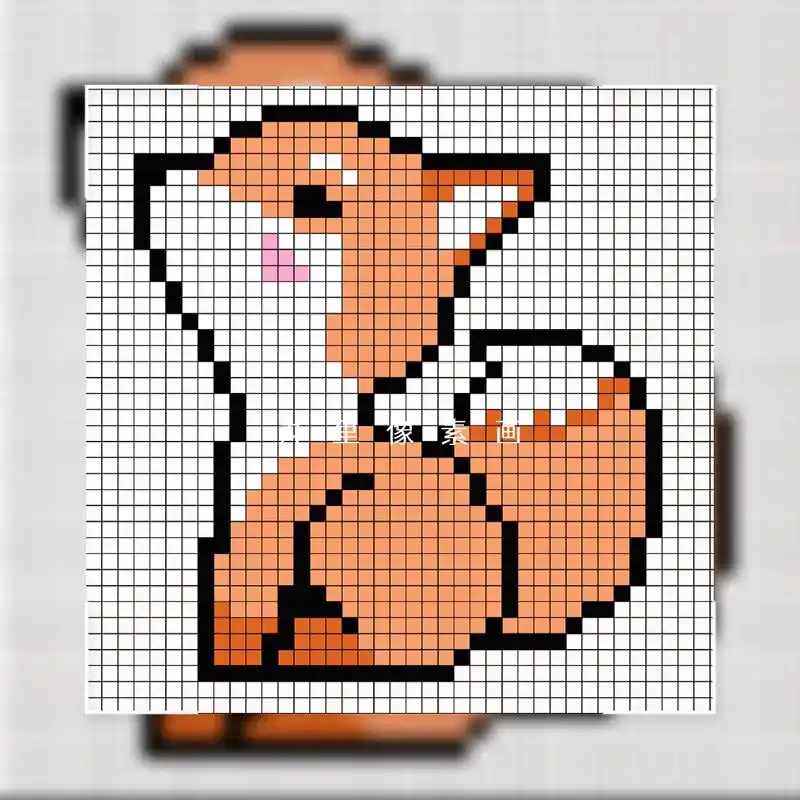 小狐狸像素画图解.#像素画教程 #教你画像素画 #网格画教学 - 抖音