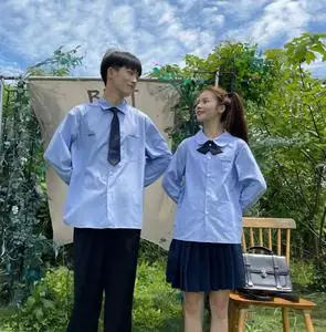 c316 cs671 p58秋装长袖衬衫泰式校服情侣装制服班服学院风少年图片