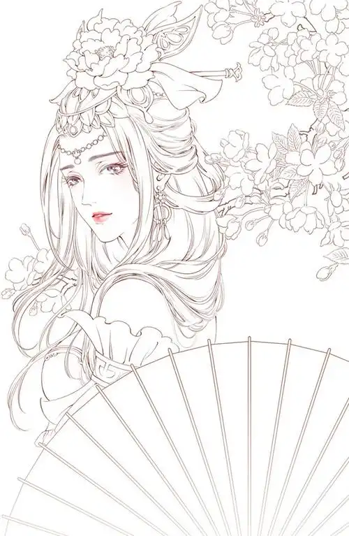 古风黑白纯线稿