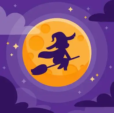 卡通可爱月夜女巫矢量素材