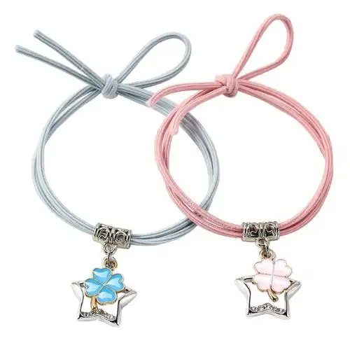 简约情侣手链ins森系皮筋手环两用学生闺蜜手链