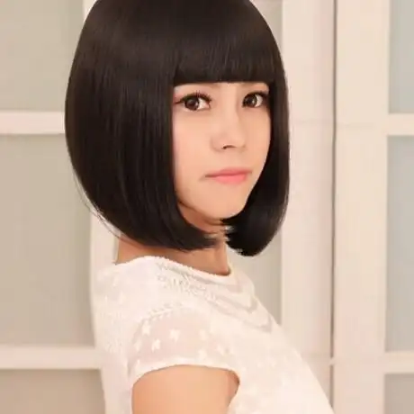 假发 短发 女 时尚帅气 蓬松修脸 短直发 沙宣 新款齐刘海bobo头 - 爱