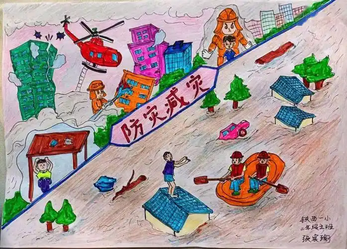 "童心画安全"防灾减灾绘画征集大赛作品展播(六)_画笔_少儿_王子