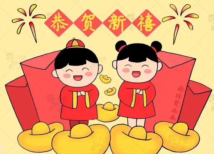 春节元素简笔画合集,简单又漂亮,家长可收藏备用 - 新春快乐绘画作品