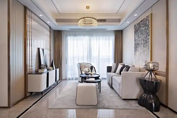 89㎡现代轻奢客厅装修效果图