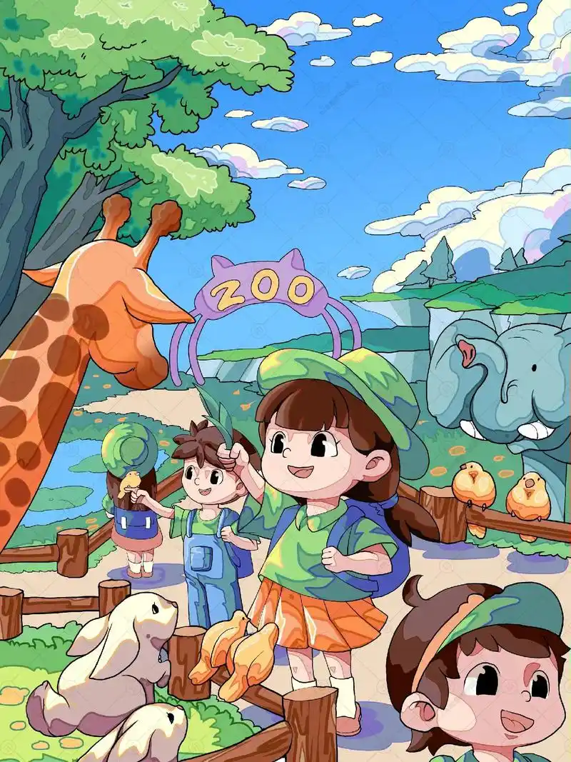 儿童插画.之前一下午画的一张儿插插画的测试,没有通过,确实时 - 抖音