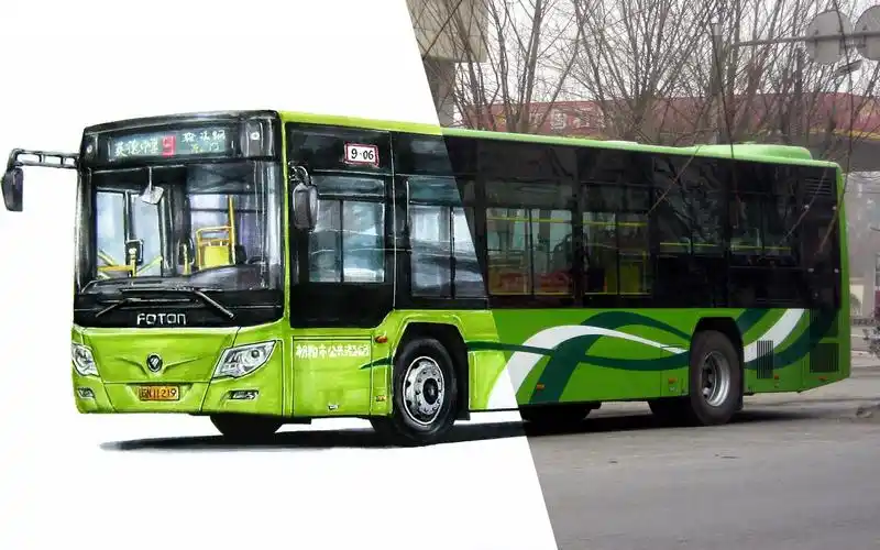 【朝阳公交】手绘朝阳公交9路/高铁专线 北汽福田欧辉bj6105phevca-7