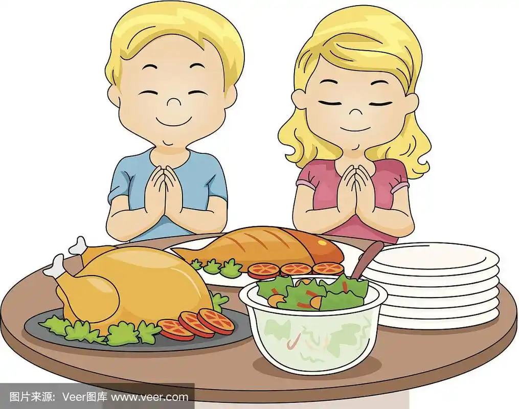 儿童,做饭前祷告,绘画插图,剪贴画,膳食