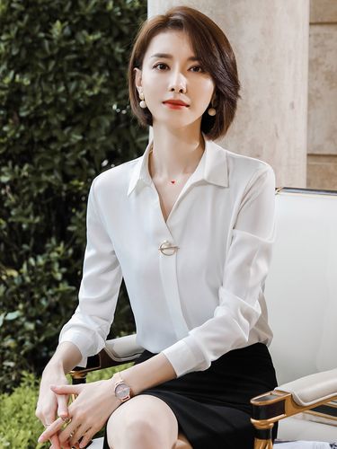 职业工作服工装衬衣女装气质新款2019女士白衬衫衬衫