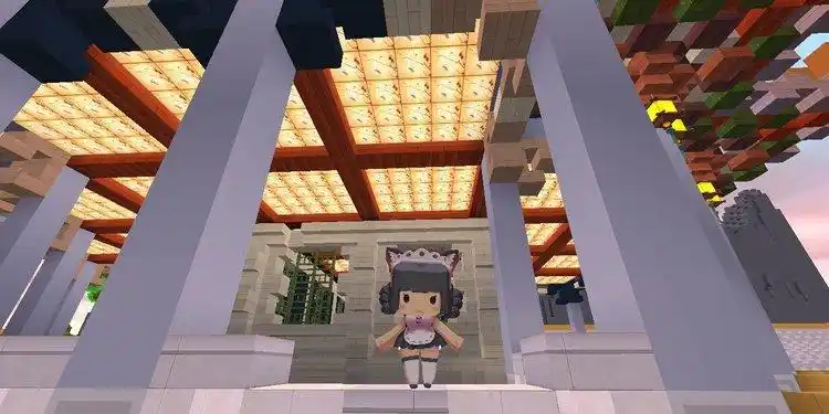 迷你世界琉璃酱:琉璃酱爬到房顶想干什么?