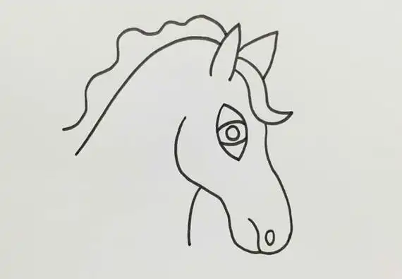 马头简笔画彩色画法步骤步骤图片