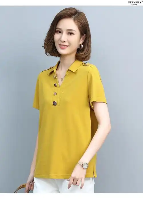 t恤女翻领短袖夏季2021年新款polo衫薄款修身休闲时尚显瘦上衣女绿色m