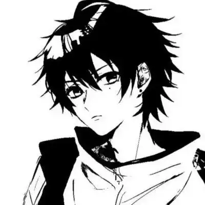 高冷伤感侧脸黑白动漫男头像图片