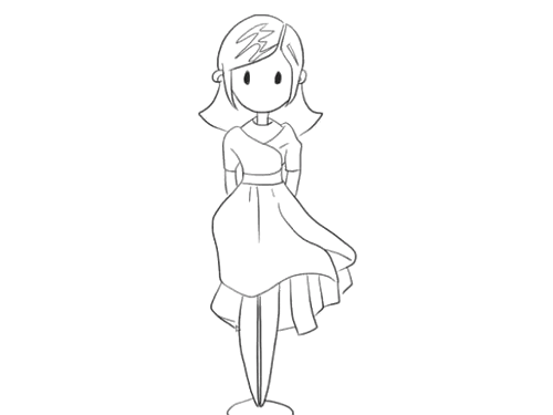 穿漂亮裙子的小女孩简笔画