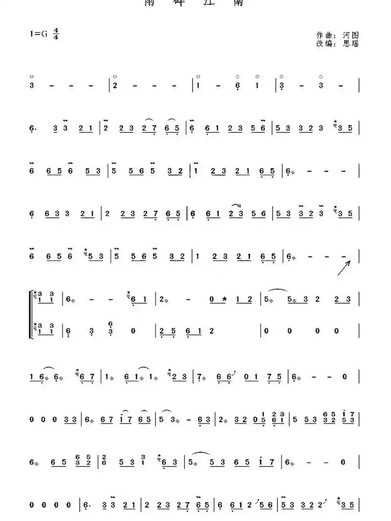 《雨碎江南》古筝曲谱分享