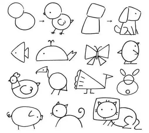 用简单 strong>图形 /strong>概括动物身体轮廓|动物简笔画 - 莱绘画