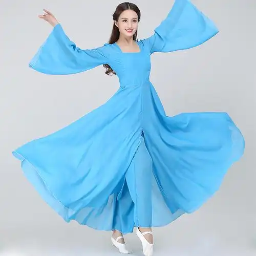 古典舞演出服女飘逸中国风清新淡雅舞蹈套装古装汉服襦裙服装yy