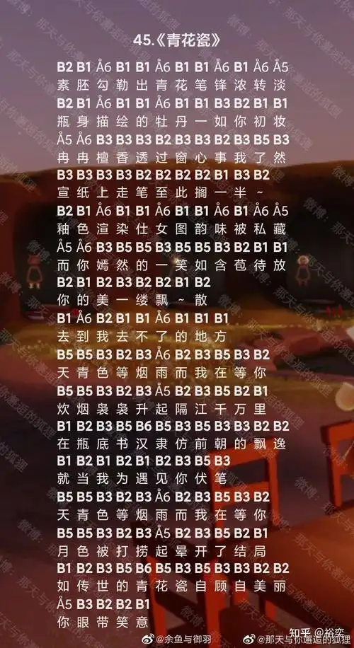 《青花瓷》《热爱105度的你》《不染》《大悲咒》《日不落》《年轮