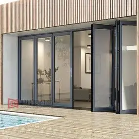 豪华重型折叠门客厅阳台铝包木隔断推拉平开门密封隔热断桥铝门窗