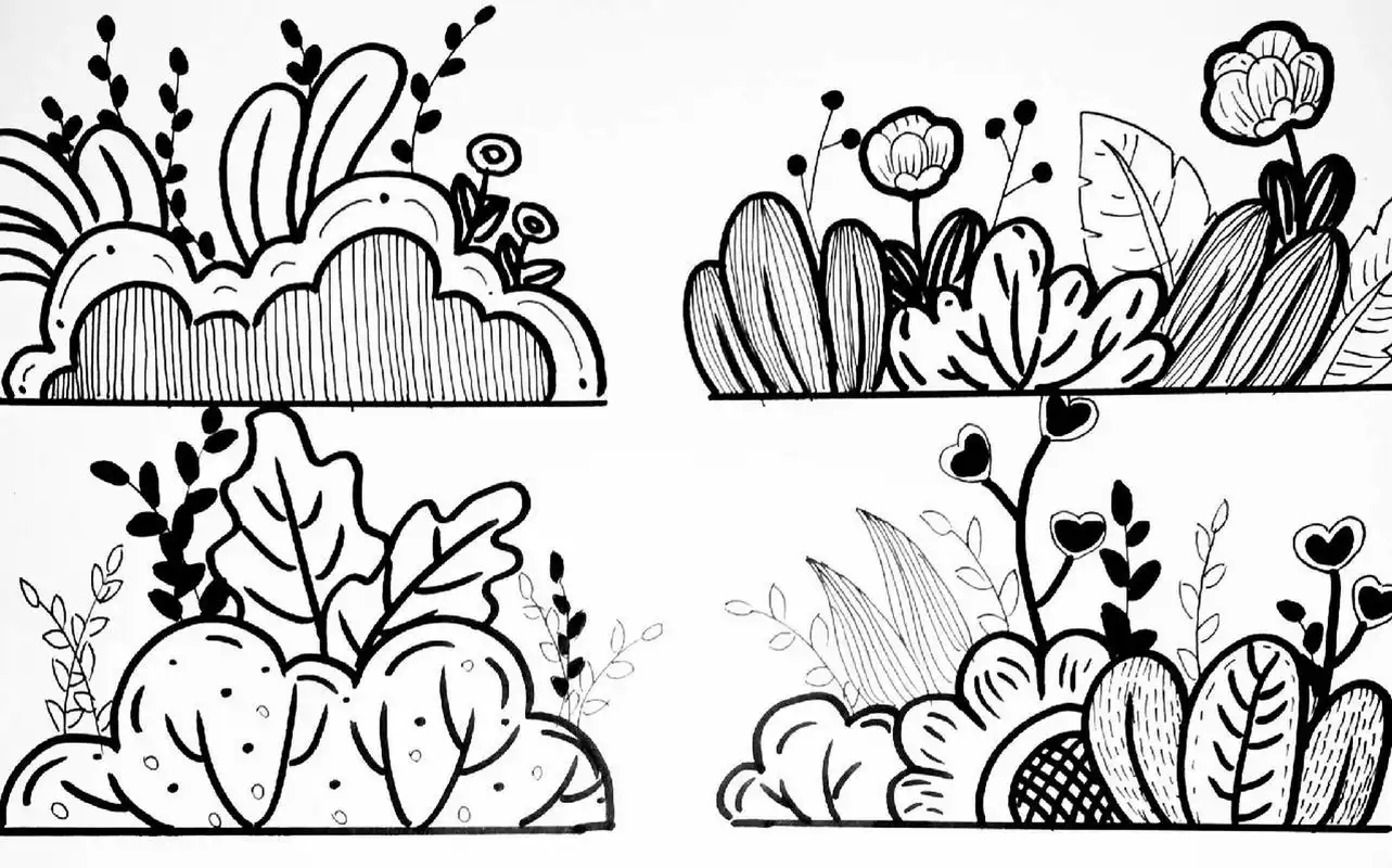 diy1 | 儿童画常用万能植物素材 植物线描画临摹练习 控笔