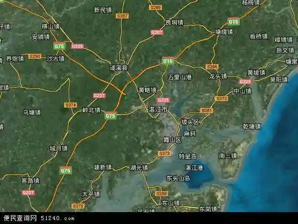中国广东省湛江市麻章区地图(卫星地图)