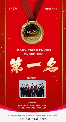 第一名冠军团队荣誉移动端海报