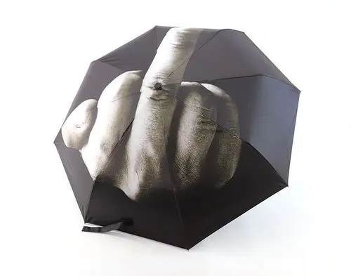 f**k you rain竖中指伞折叠手指鄙视伞创意个性时尚晴雨伞