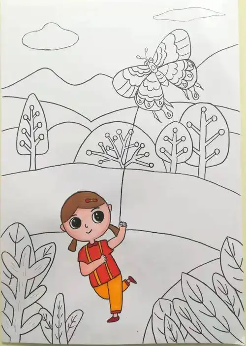 春分放风筝绘画步骤 - 智慧妈咪网