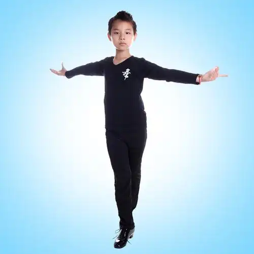 拉丁儿童拉丁舞舞蹈长袖男式服装少儿男孩上衣拉丁舞上装