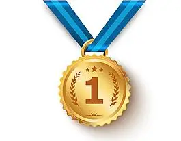 手绘比赛第一名金色奖牌矢量图