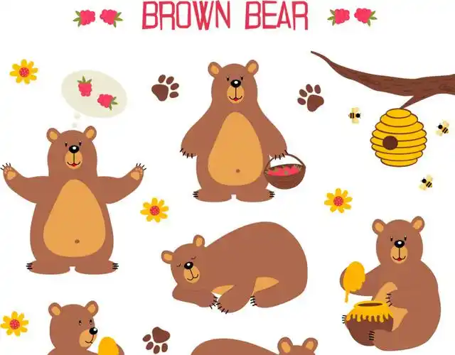 手绘卡通狗熊素材