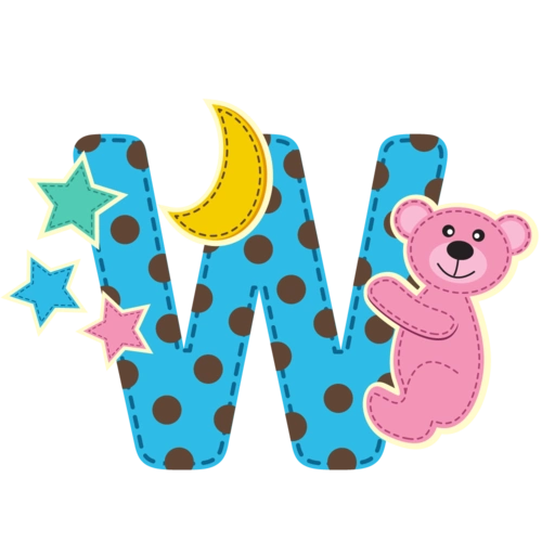 可爱卡通夜晚玩具字母w图片