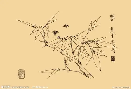 白描竹子图片