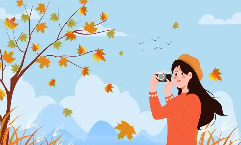 拿着相机照相的女孩矢量插画