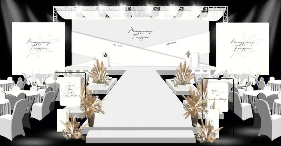 韩式简约白色婚礼舞台效果
