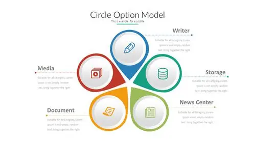 五项花瓣并列ppt图形素材