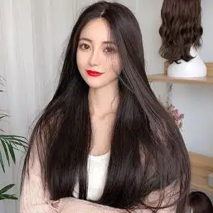 假发女中长发假发套全头套式长直发中分网红八字刘海时尚蓬松自然