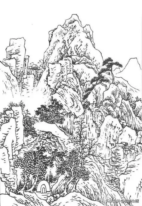 美篇简笔画山水画画法 | 范文啊白描山水(经典国画山水画)_投稿_漫
