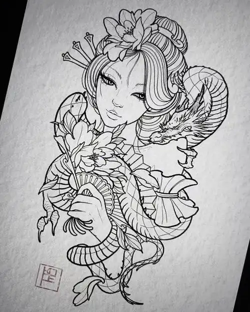 纹身手稿纯线稿分享