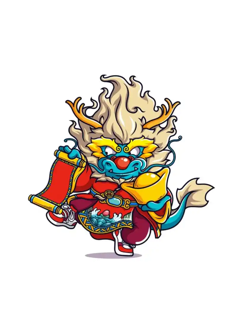 国潮神兽青龙,q版龙卡通形象原创吉祥物设  瑞兽系列-龙 这次尝试了一